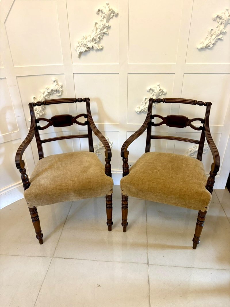 Fine Pair of Antique George III Quality Mahogany Desk/Carver Chairs